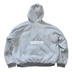 VTG Adidas Reversible Jacket Mens Black Striped Hooded Raglan Sleeve Large (H)